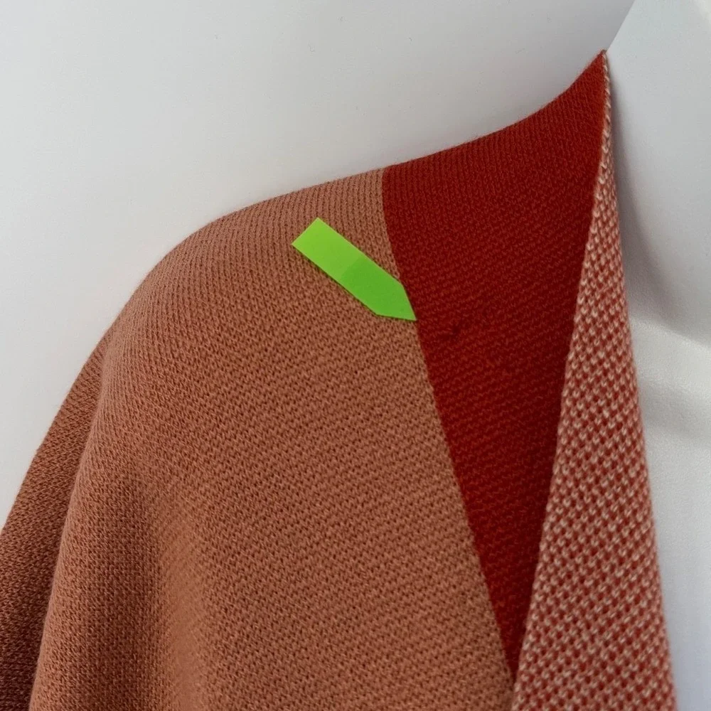 Frye Ruana Shawl Poncho One Size Apricot Colorblock Fringe NWT with flaw